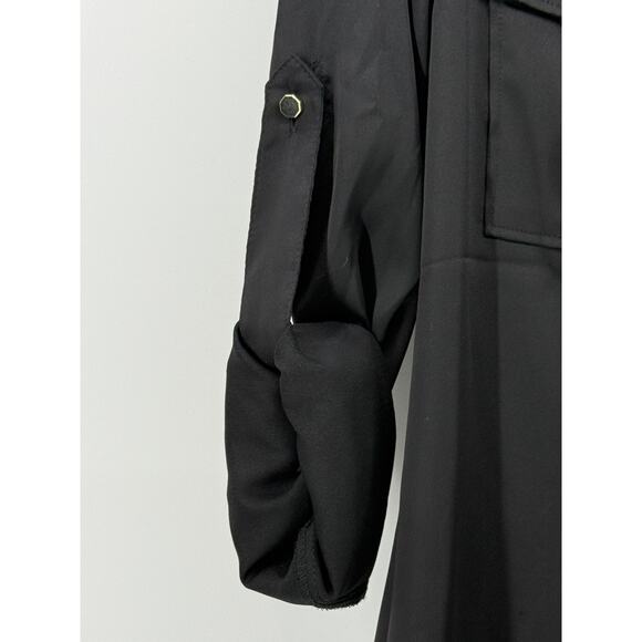 Express Portofino Slim Black Satin Epaulettes Top - Picture 3 of 6